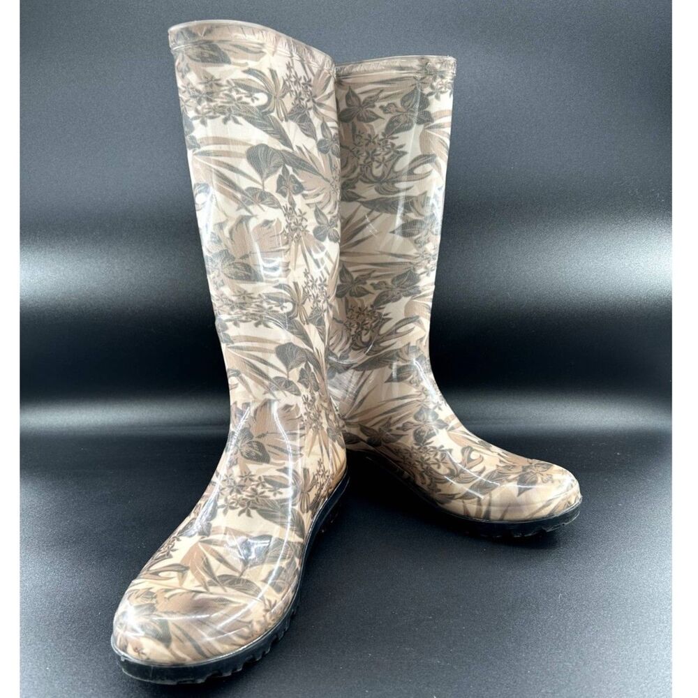 UGG Shaye Island Floral Rain Boots Wm's Sz 9 Water Proof Slip Resistant Sole